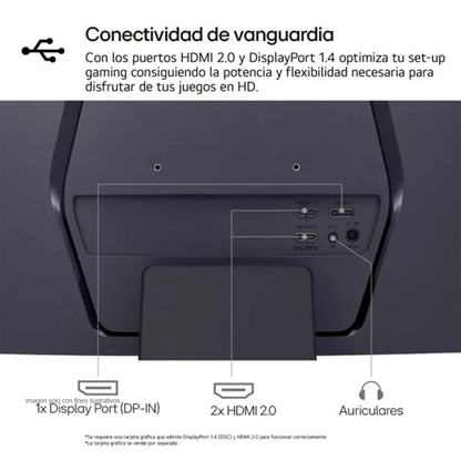Monitor 32" curvo Gaming UltraGear, 1000R QHD 1MS 180Hz, modelo 32GS60QC-B. LG