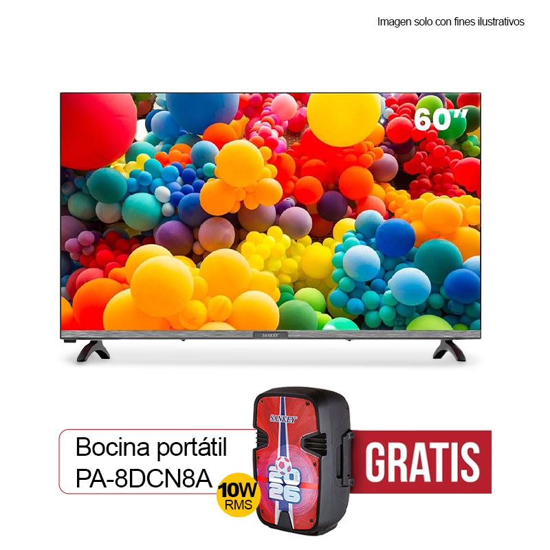 Televisor 60" LED Smart CLED-60SDL7 + Bocina portátil PA-8DCN8A Sankey