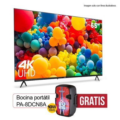 Televisor 65" LED Smart CLEDM65W77 + Bocina portátil PA-8DCN8A Sankey