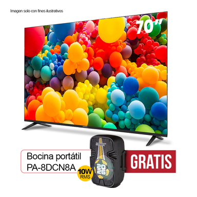 Televisor 70" LED Smart CLED70SDL7 + Bocina portátil PA-8DCN9B Sankey