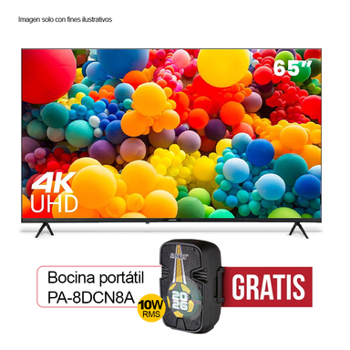 Televisor 65" LED Smart CLEDM65W77 + Bocina portátil PA-8DCN9B Sankey