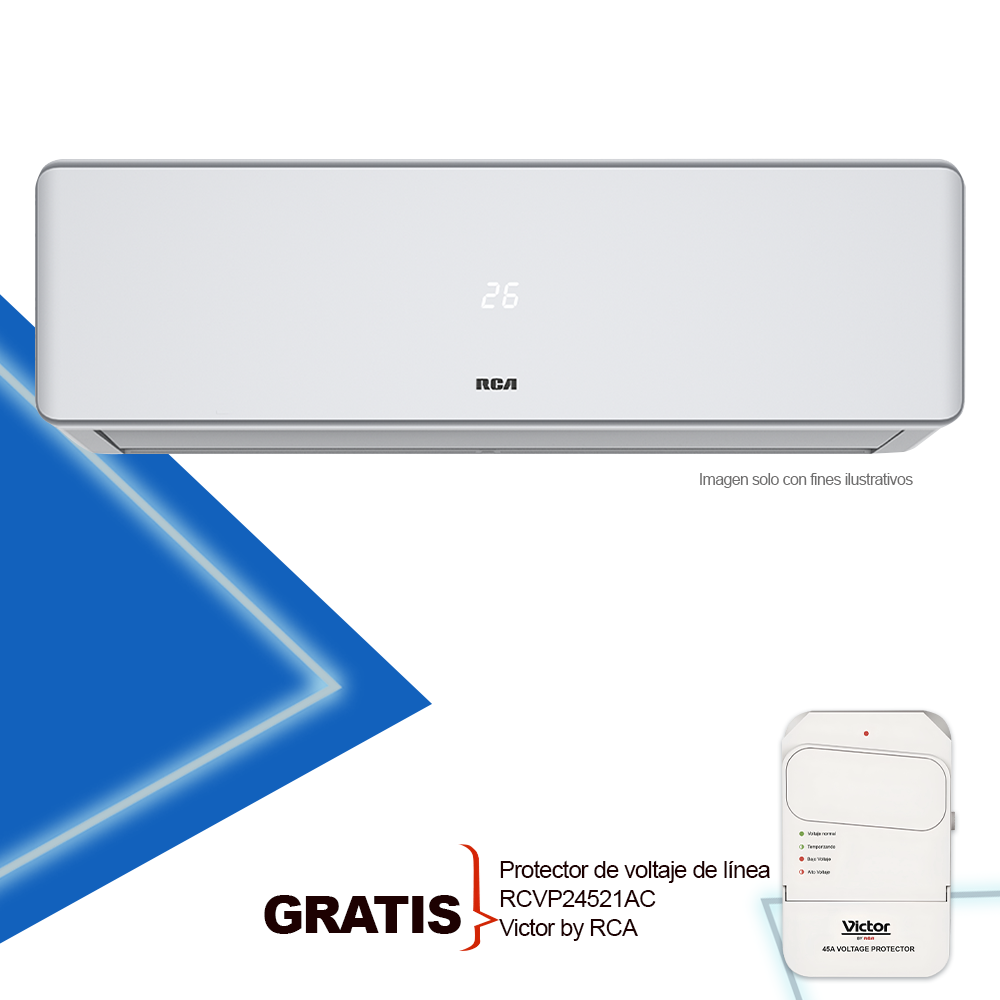 Aire acondicionado 12000 BTU RCSA1221GW RCA + protector de voltaje RCVP24521AC Victor.