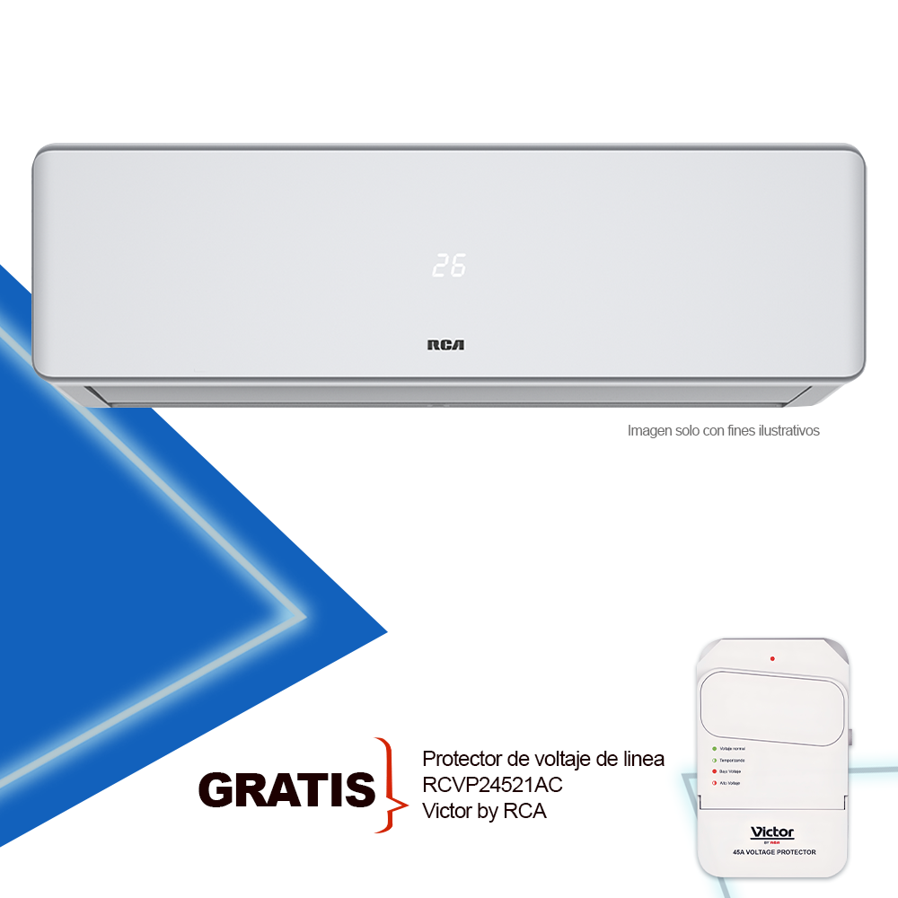 Aire acondicionado 18000 BTU RCSA1821GW RCA + protector de voltaje RCVP24521AC Victor.