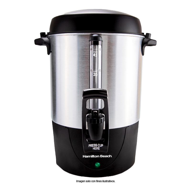 cafetera percoladora 45 tazas HB40521 Hamilton Beach, acero inoxidable.