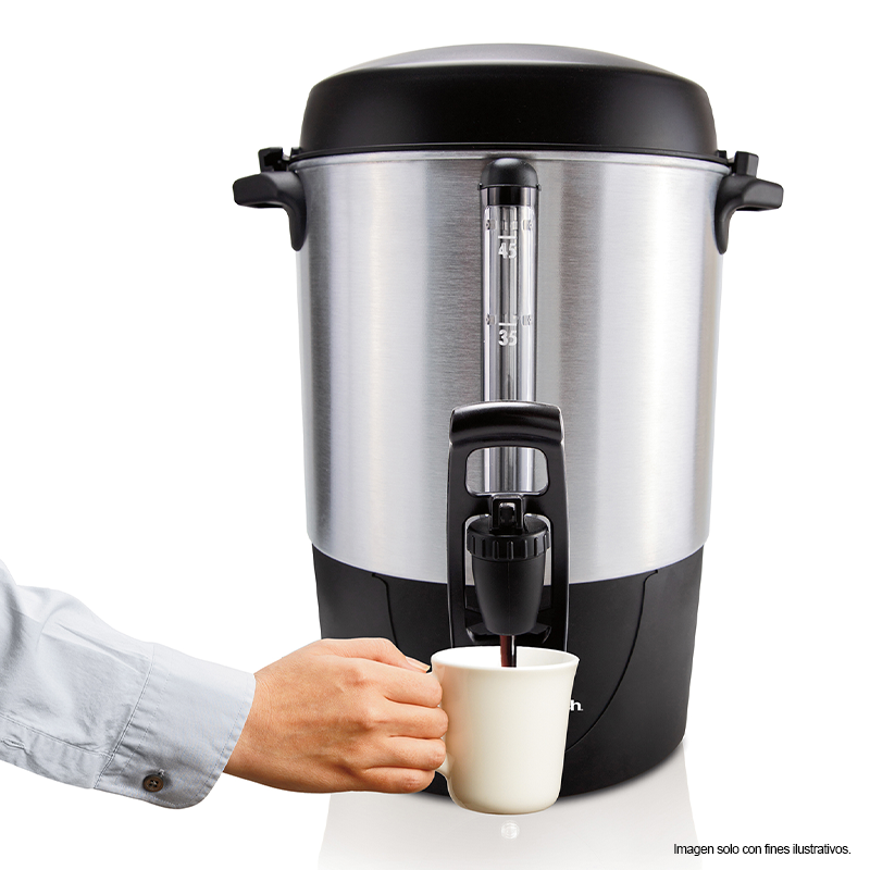 cafetera percoladora 45 tazas HB40521 Hamilton Beach, acero inoxidable.