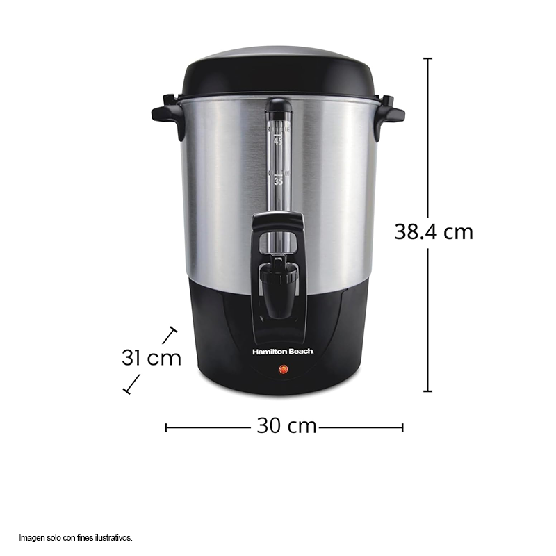 cafetera percoladora 45 tazas HB40521 Hamilton Beach, acero inoxidable.