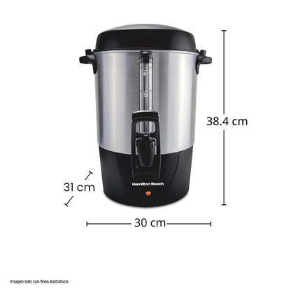 cafetera percoladora 45 tazas HB40521 Hamilton Beach, acero inoxidable.
