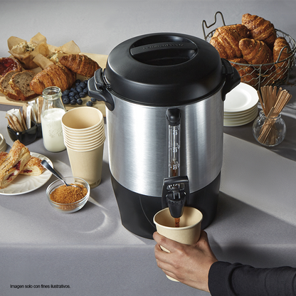 cafetera percoladora 45 tazas HB40521 Hamilton Beach, acero inoxidable.