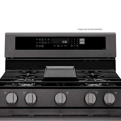 Estufa a gas ancho de 30", LRGN6325Z LG, 5 quemadores, Horno con ventana InstaView, AirFryer y EasyClean, color acero inoxidable negro