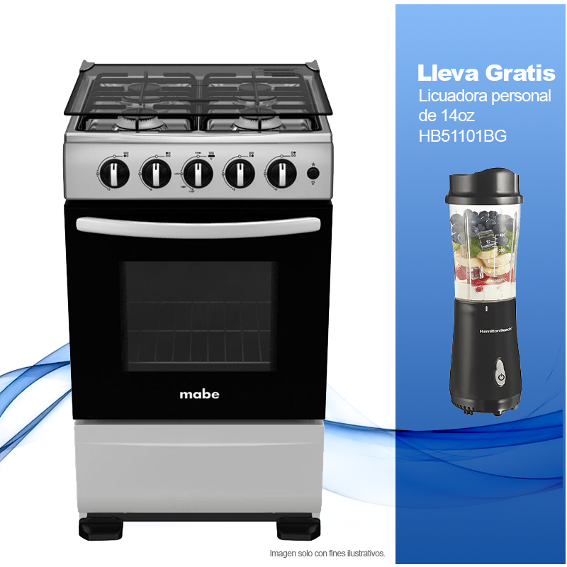 Combo de Estufa de 20" a gas Mabe EMA5120SG0 + Licuadora personal Hamilton Beach HB51101BG