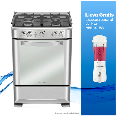 Combo de Estufa de 24" a gas Mabe EMA6030FX0 + Licuadora personal Hamilton Beach HB51101G