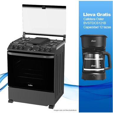 Combo de estufa a gas 30" EMHA7602JBS0 Mabe + Cafetera Oster BVSTDCS121B 12 tazas.