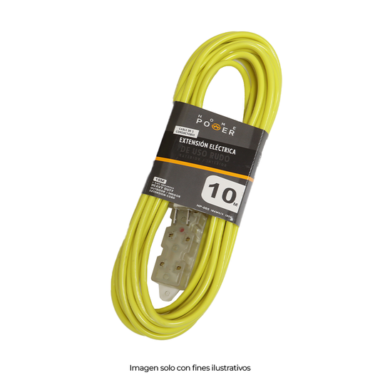 Extensión eléctrica de 10 metros de 3 conductores 125V - 60Hz