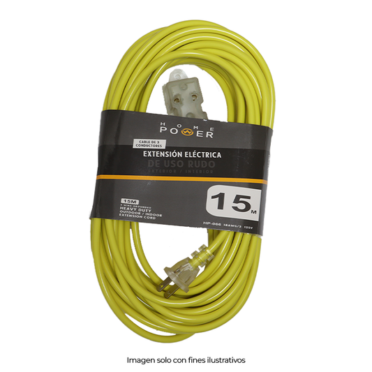 Extensión eléctrica de 15 metros de 3 conductores 16/3 125V - 60Hz