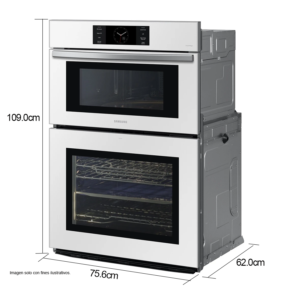 Horno empotrable eléctrico 30" NQ70CB700D12AA MICROONDAS 7.0 pc, sistema Flex Duo+ convección Dual Samsung.