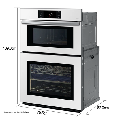 Horno empotrable eléctrico 30" NQ70CB700D12AA MICROONDAS 7.0 pc, sistema Flex Duo+ convección Dual Samsung.