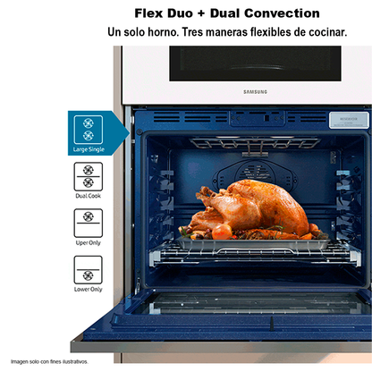 Horno empotrable eléctrico 30" NQ70CB700D12AA MICROONDAS 7.0 pc, sistema Flex Duo+ convección Dual Samsung.