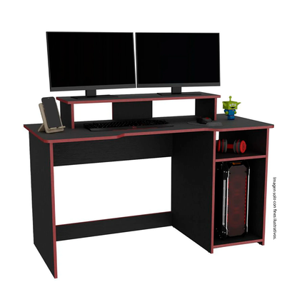 Escritorio Gamer Huni ELW 9612 color wengue - black + borde rojo