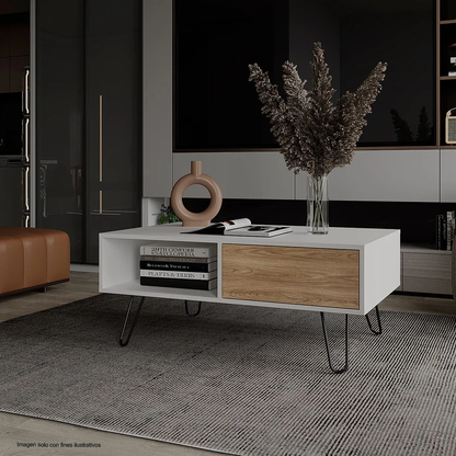 Mesa de centro TORI, MBF 10295 color blanco + fresno europeo