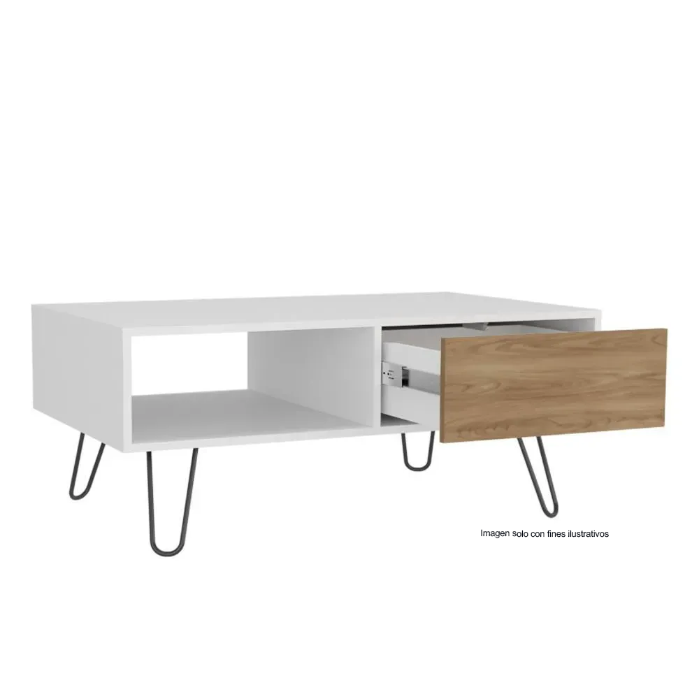 Mesa de centro TORI, MBF 10295 color blanco + fresno europeo