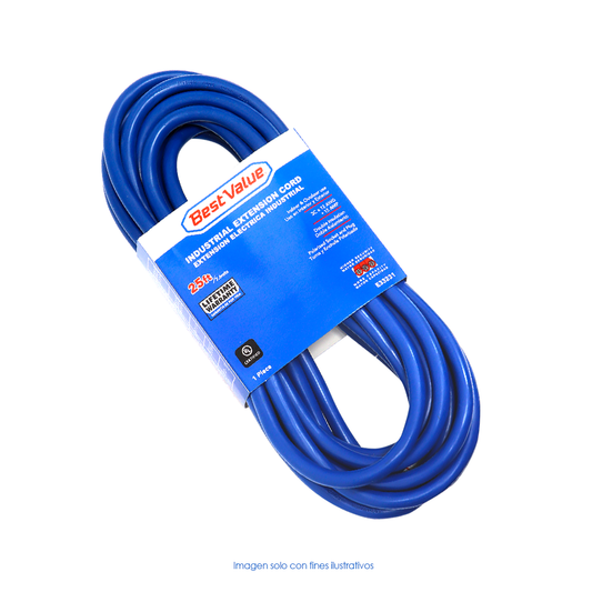 Extensión eléctrica 25 pies, color azul 12/3 modelo E33231 Best Value