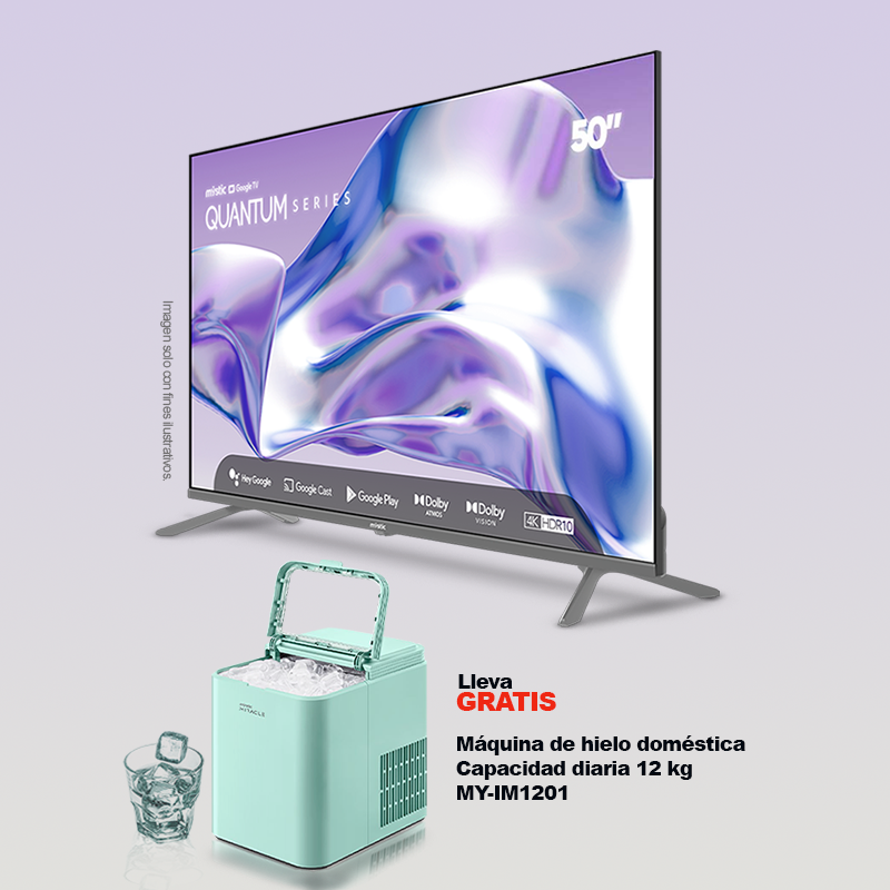 Combo de televisor 50" MY-SQG50509 Quantum, Mystic + Máquina de hielo MY-IM1201domestica Miracle.
