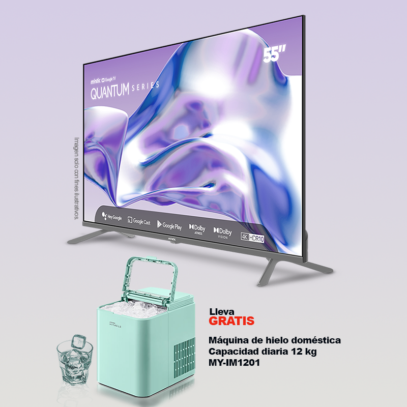 Combo de televisor 55" MY-SQG55509 Quantum, Mystic + Máquina de hielo MY-IM1201domestica Miracle.
