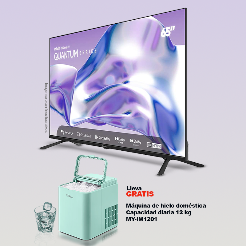 Combo de televisor 65" MY-SQG65509 Quantum Mystic + Máquina de hielo MY-IM1201domestica Miracle.