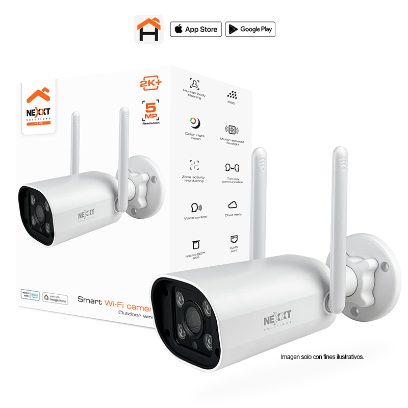 Cámara Inteligente Wi-Fi para exterior, 2K + 5MP, RJ45 NHC-OF10 Nexxt