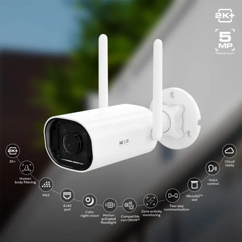 Cámara Inteligente Wi-Fi para exterior, 2K + 5MP, RJ45 NHC-OF10 Nexxt