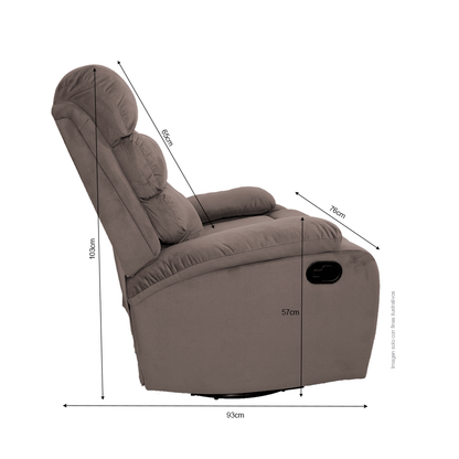 Sillón reclinable mecedora color chocolate, modelo 857-8018CHM, dimensiones: alto 103cm x ancho 76cm x prof. 93cm