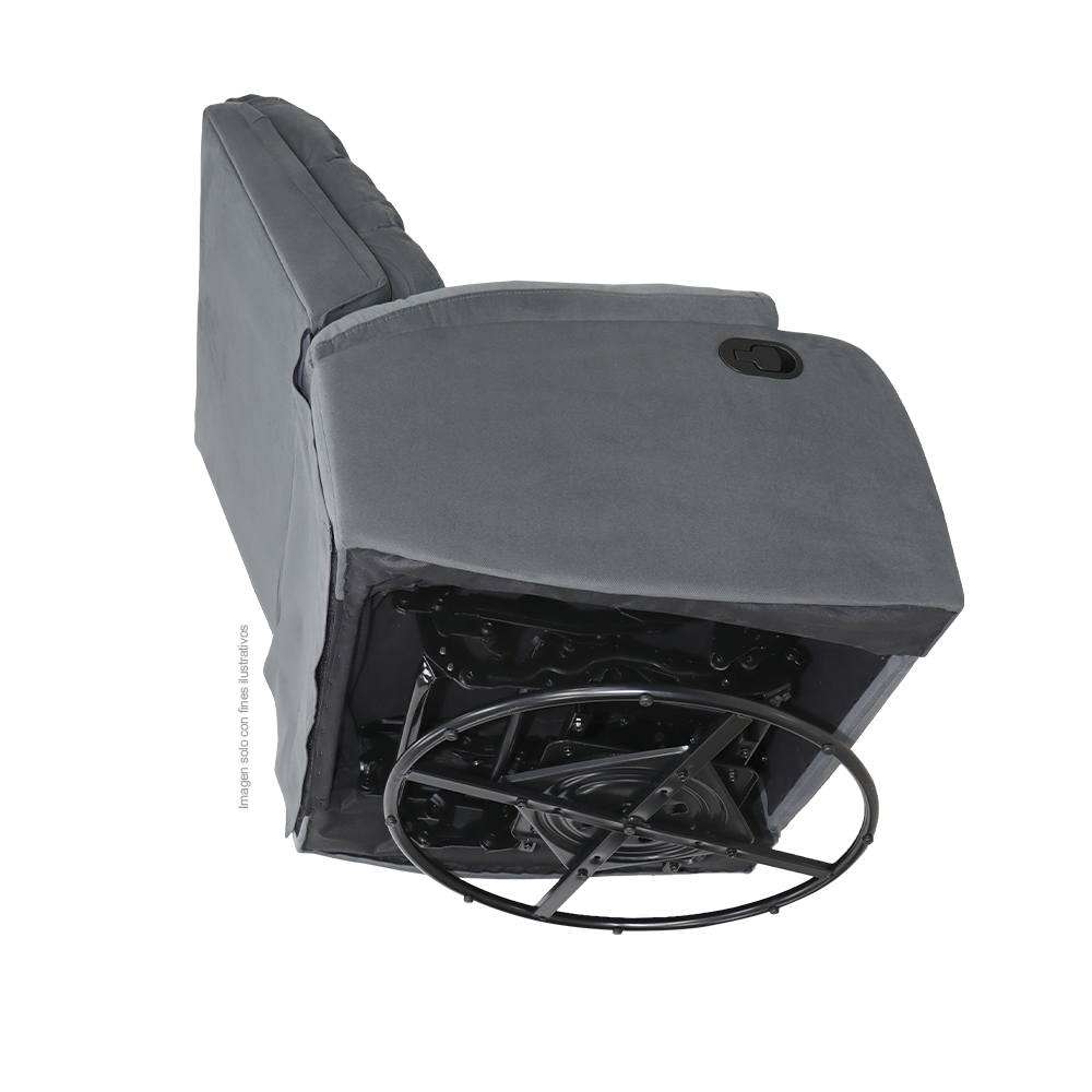 Sillón reclinable mecedora color gris, modelo 857-8018GM, dimensiones: alto 103cm x ancho 76cm x prof. 93cm