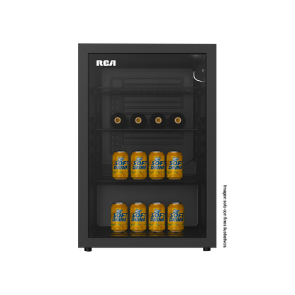 Refrigeradora Minibar 3.3pc, RCBC90 RCA, puerta de vidrio templado.