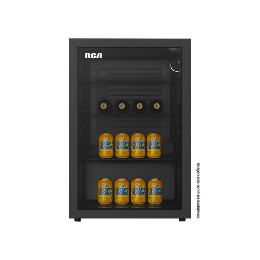 Refrigeradora Minibar 3.3pc, RCBC90 RCA, puerta de vidrio templado.