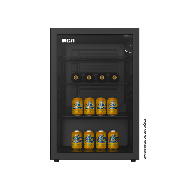 Refrigeradora Minibar 3.3pc, RCBC90 RCA, puerta de vidrio templado.