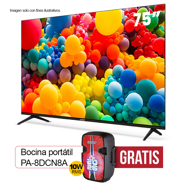 Televisor 75" LED Smart CLED75SDL7 + Bocina portátil PA-8DCN8A Sankey