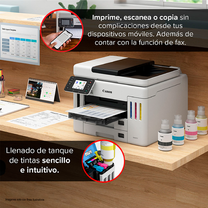 Impresora Multifuncional Maxify GX7110 Canon, Wi-Fi USB RED y Fax