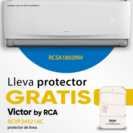 Combo de aire acondicionado de 18000 BTU RCSA182INV inverter + Protector de voltaje de línea, RCVP24521AC.