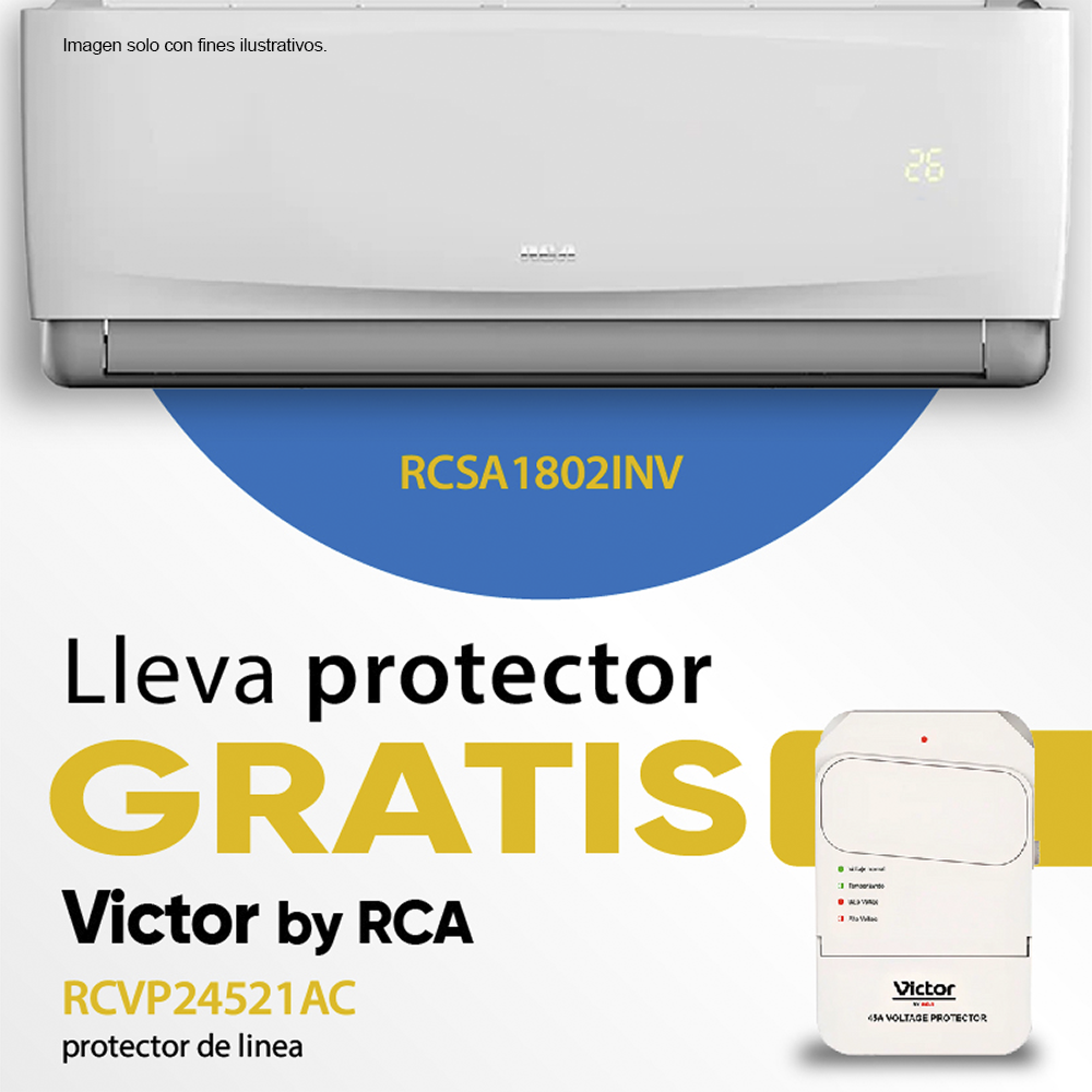 Combo de aire acondicionado de 18000 BTU RCSA182INV inverter + Protector de voltaje de línea, RCVP24521AC.