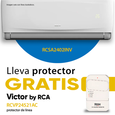 Combo de aire acondicionado de 24000 BTU inverter RCSA2402INV + Protector de voltaje de línea, RCVP24521AC.