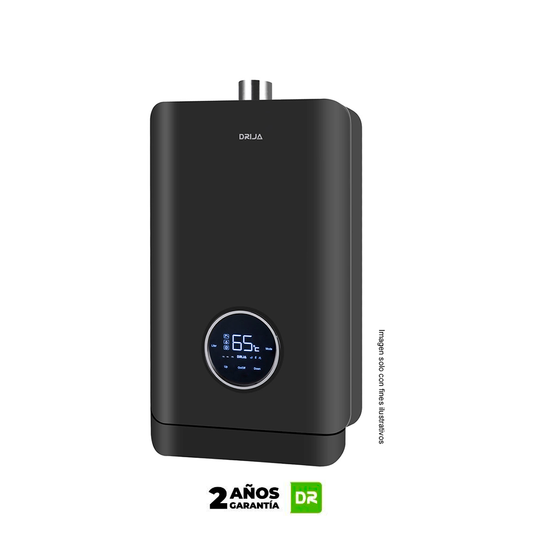 Calentador de agua a gas 17 litros/ min. CLT17L BLACK Drija, encendido eléctrico automático, de 35°C a 65°C panel control digital.