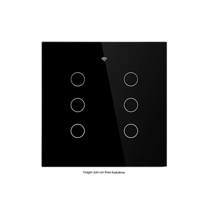Interruptor de luz inteligente 6 botones Modelo: BLACK DS121B6G
