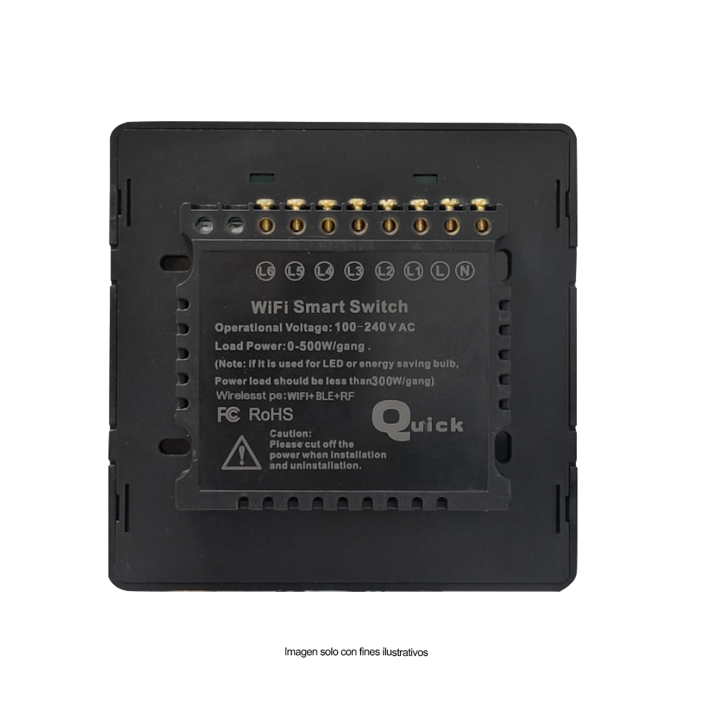 Interruptor de luz inteligente 6 botones Modelo: BLACK DS121B6G