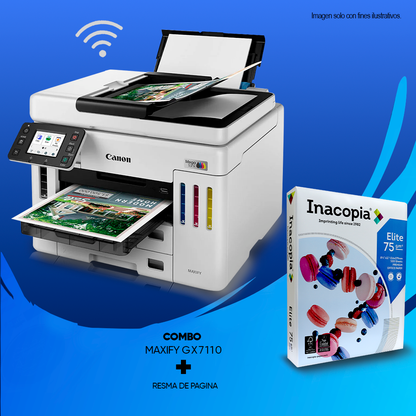 Combo de impresora Maxify GX7110 inalámbrica + resma de página Elite Primium
