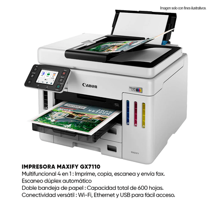 Combo de impresora Maxify GX7110 inalámbrica + resma de página Elite Primium