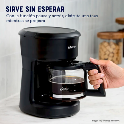 Cafetera5 Tazas de capacidad, filtro reutilizable, botón con luz de encendido y apagado, BVSTDCS51B, OSTER