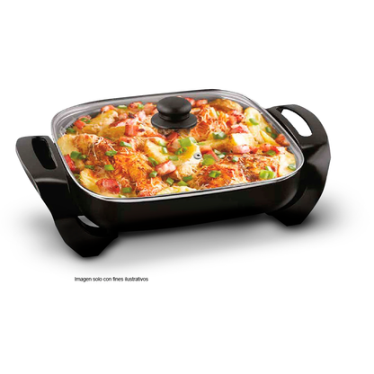 Sartén eléctrico SA-1233 Sankey, con tapa de vidrio, revestimiento antiadherente, 1200W