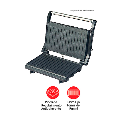 Sandwichera Panini SW-40 Sankey, acero inoxidable, potencia 750W.