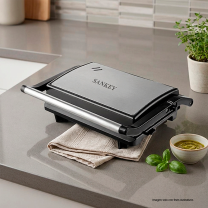 Sandwichera Panini SW-40 Sankey, acero inoxidable, potencia 750W.