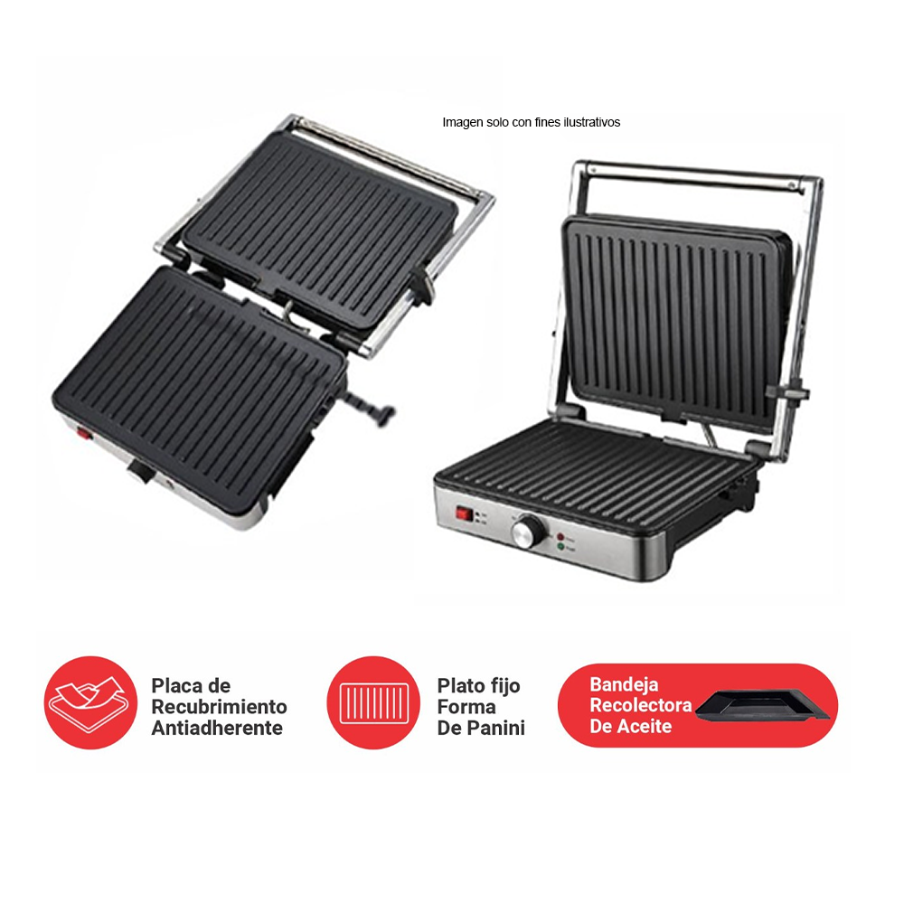 Sandwichera Parrilla de Panini SW-41, Sankey acero inoxidable, 1500W.